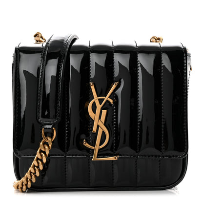 Saint Laurent Patent Calfskin Matelasse Monogram Small Vicky Chain Bag Black 1 of 10
