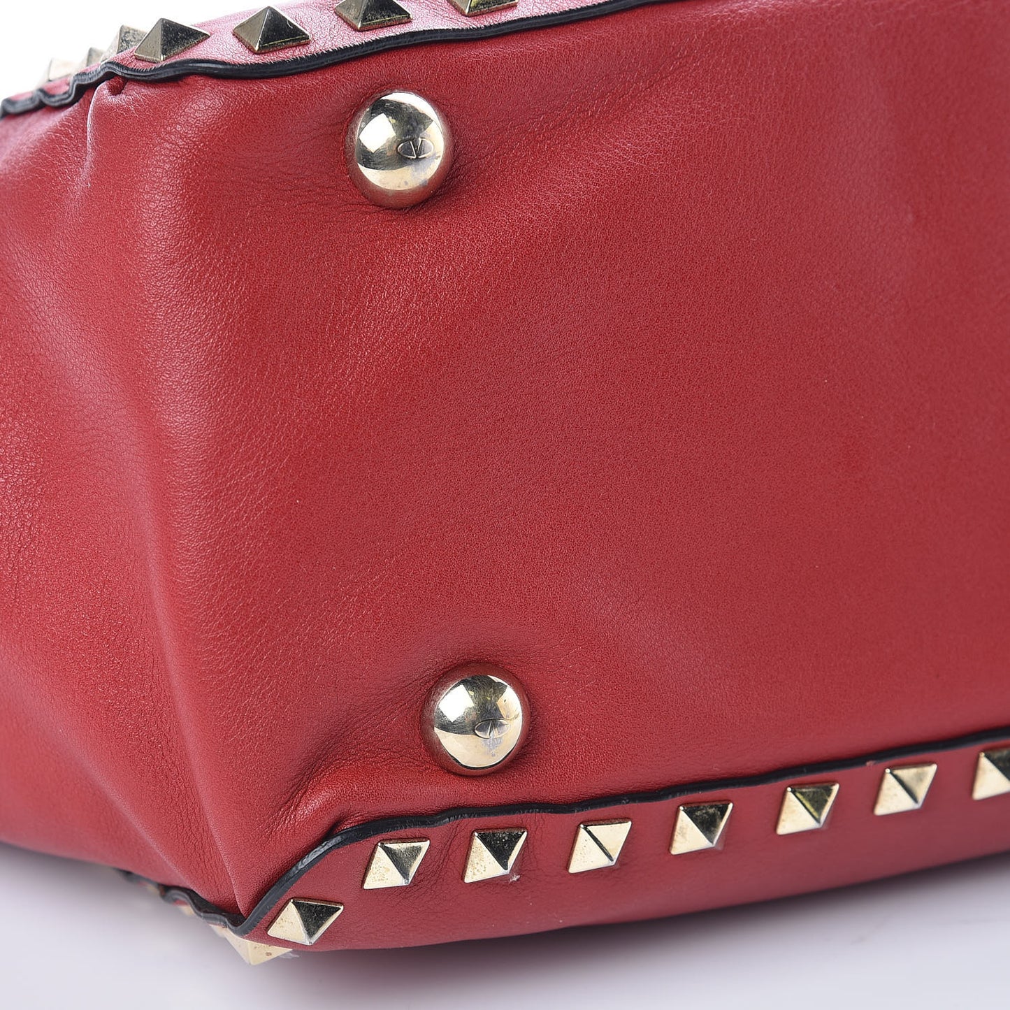 Vitello Small Rockstud Tote Rosso Valentino