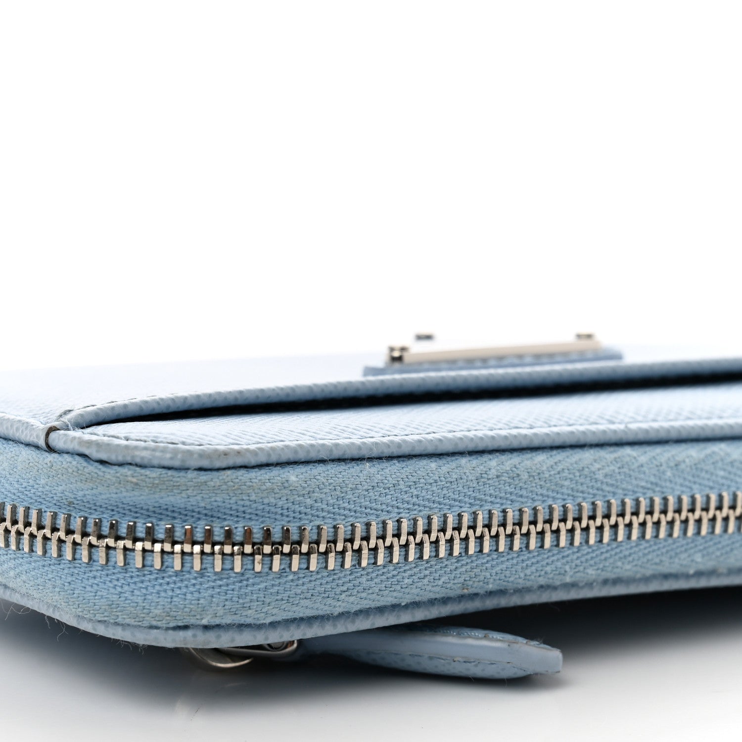 Prada Saffiano Triangle Zip Around Keychain Astrale 7 of 7