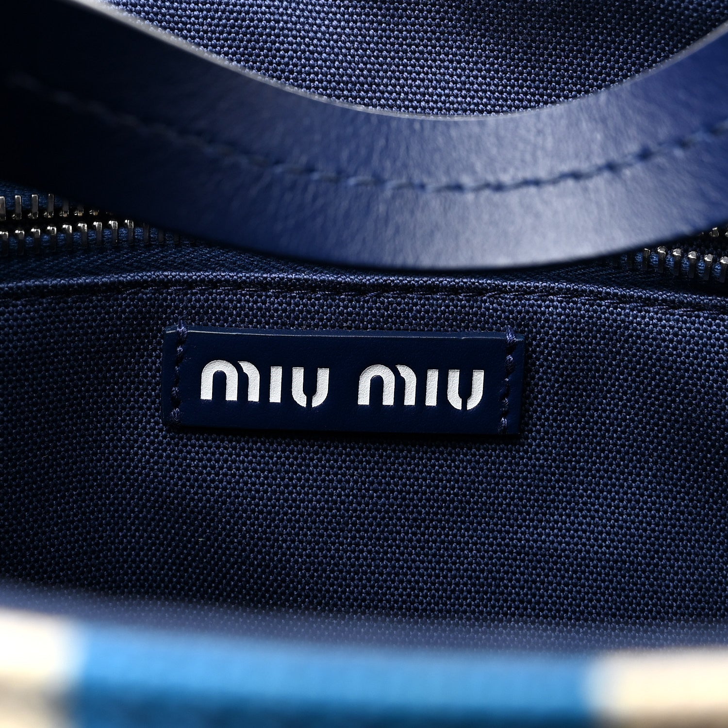Miu Miu Canapa Vitello Striped Small Tote Turchese 6 of 10