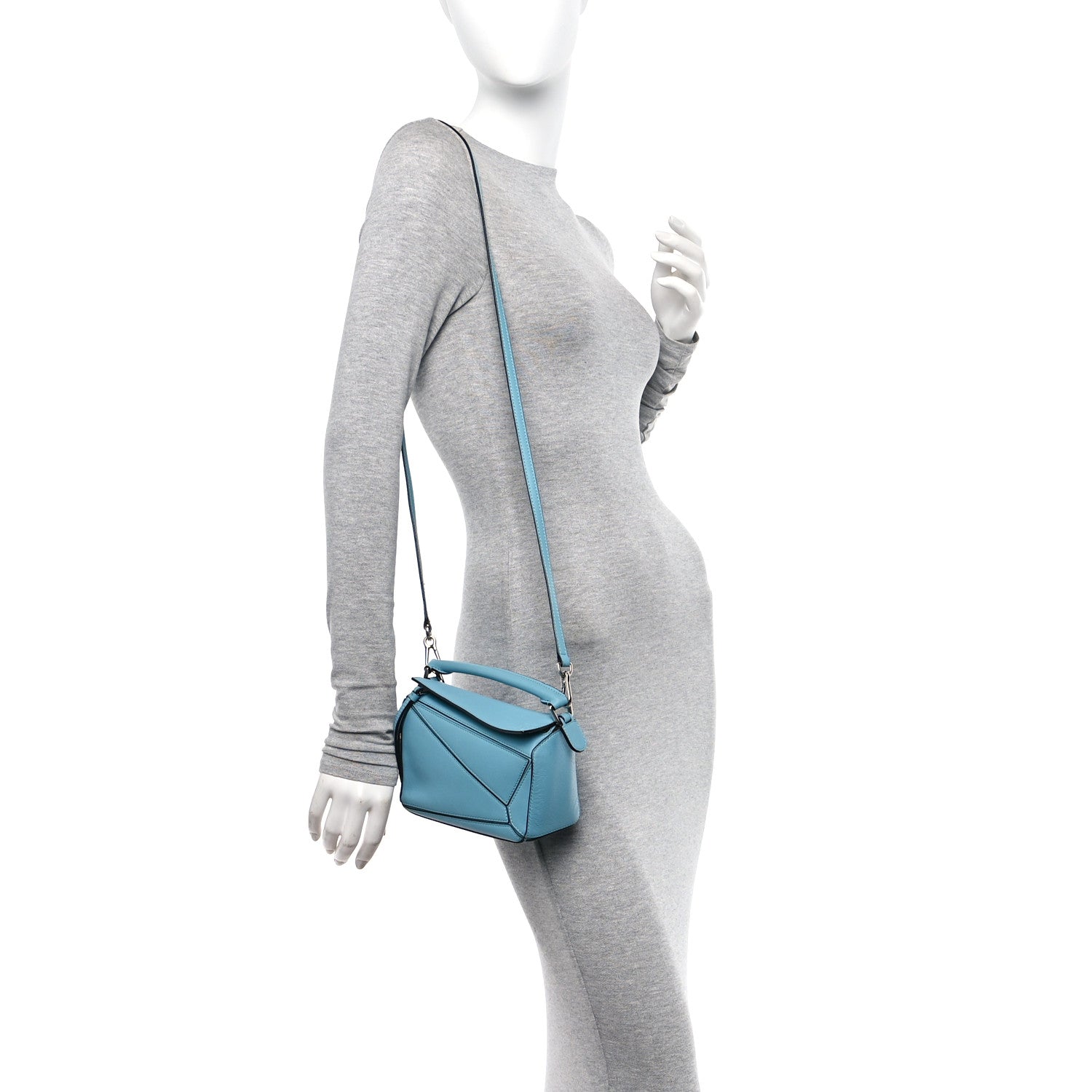 Loewe Calfskin Mini Puzzle Bag Cyan 2 of 13