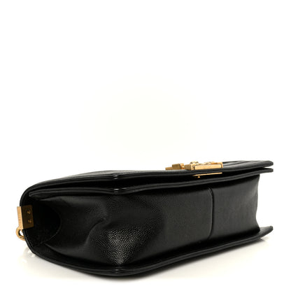 Chanel Caviar Chevron Quilted Medium Boy Flap Black 4 of 10