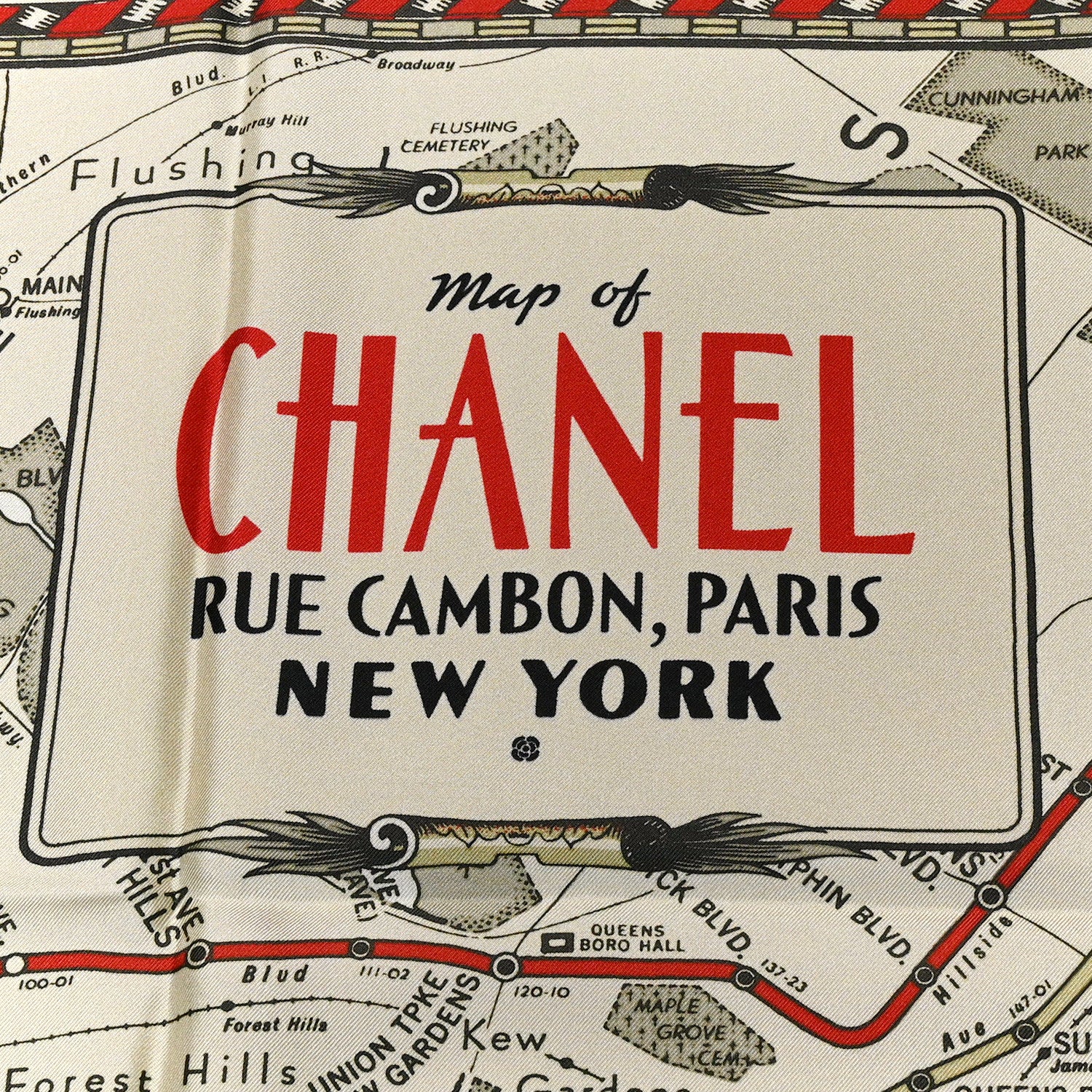 Chanel Silk CC Square Scarf White Multicolor Red 2 of 3