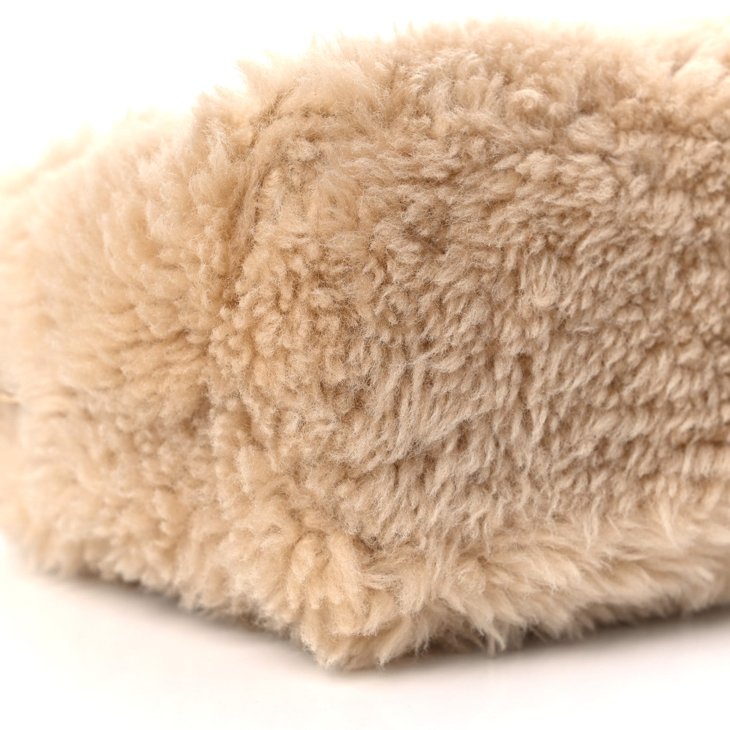 Saint Laurent Shearling Lambskin Quilted Sade Puffer Envelope Clutch Natural Beige 7 of 8