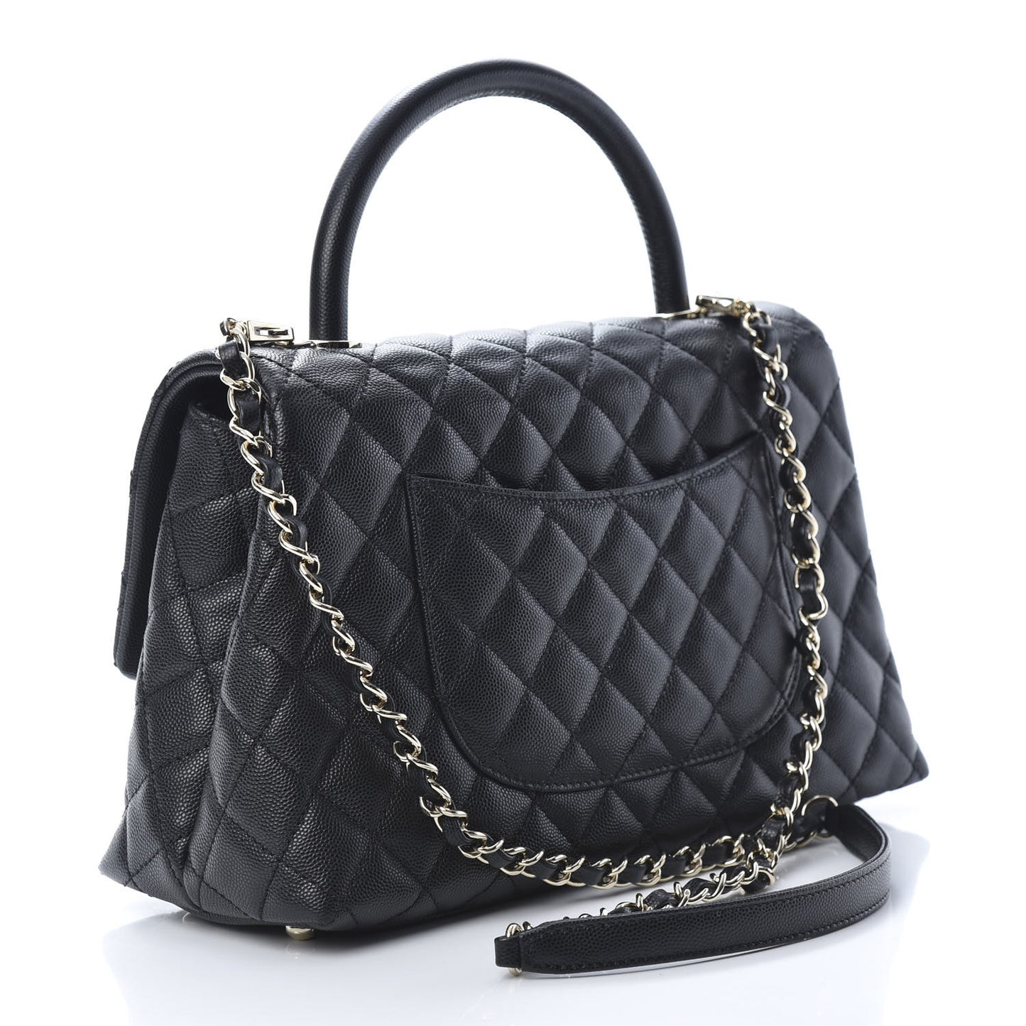Caviar Quilted Small Coco Handle Flap Black