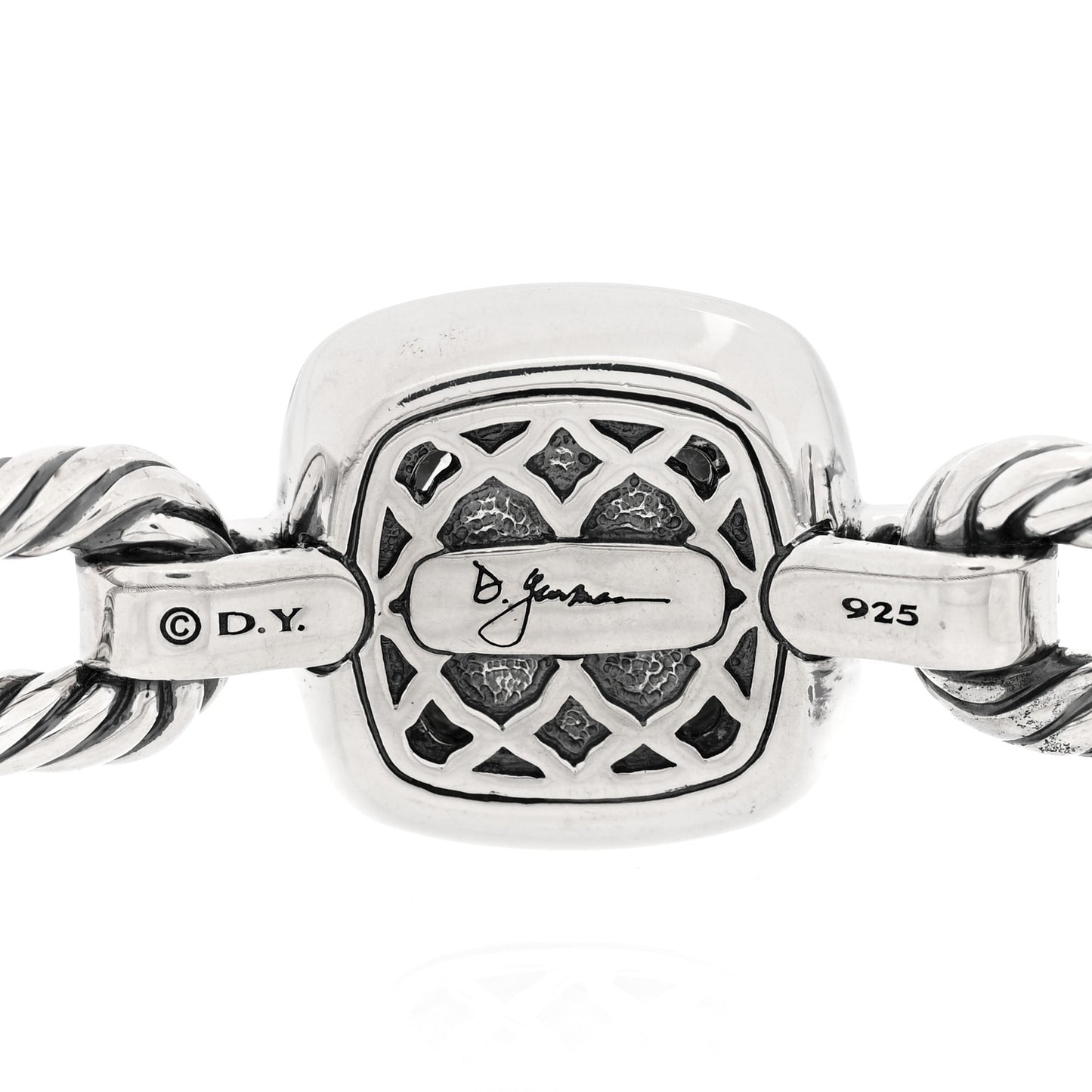 Sterling Silver Diamond Prasiolite 10mm Albion Cable Bracelet