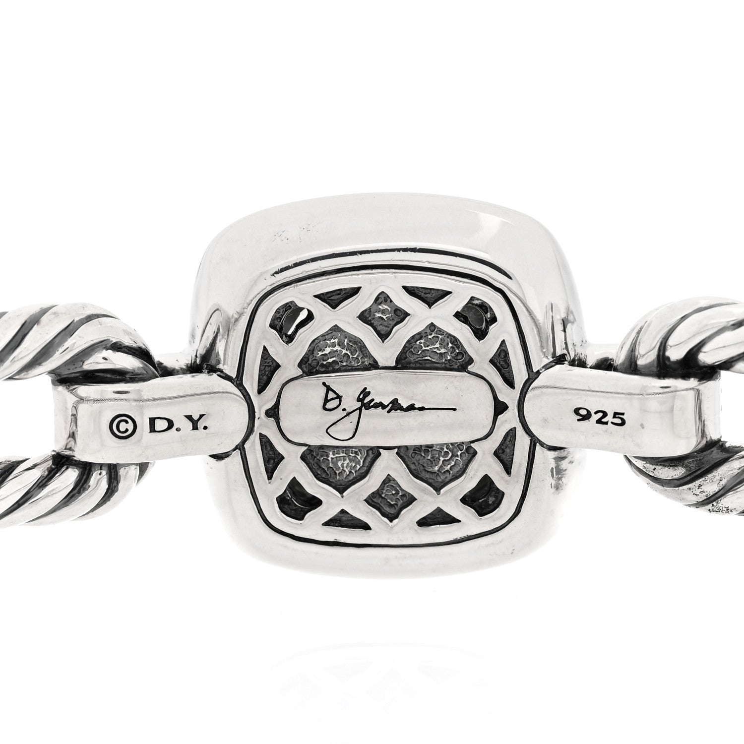 David Yurman Sterling Silver Diamond Prasiolite 10mm Albion Cable Bracelet 3 of 3