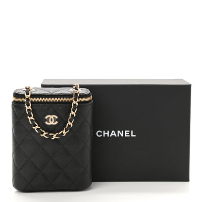 Chanel Caviar Quilted Small Vertical Coco Beauty Vanity Case With Chain Black 6 of 11