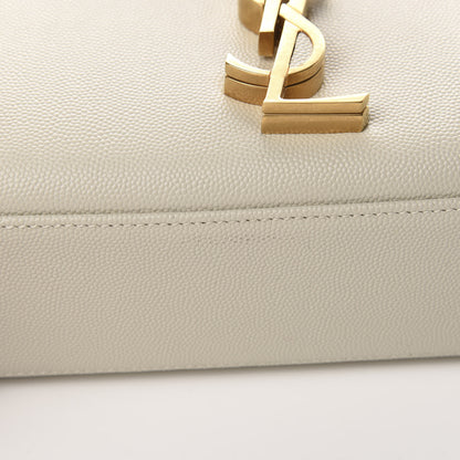 Saint Laurent Grain de Poudre Mini Classic Monogram Cassandra Top Handle Crema Soft Rouge Legion 12 of 12