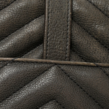 Saint Laurent Sheepskin Matelasse Chevron Monogram Medium College Bag Asphalt 14 of 15