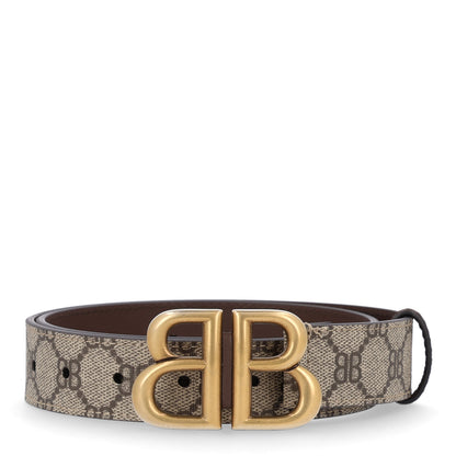 Gucci X BALENCIAGA BB Supreme Monogram Belt 75 Beige Ebony 1 of 6