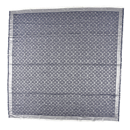 Louis Vuitton Silk Wool Monogram Denim Shawl Blue 1 of 4