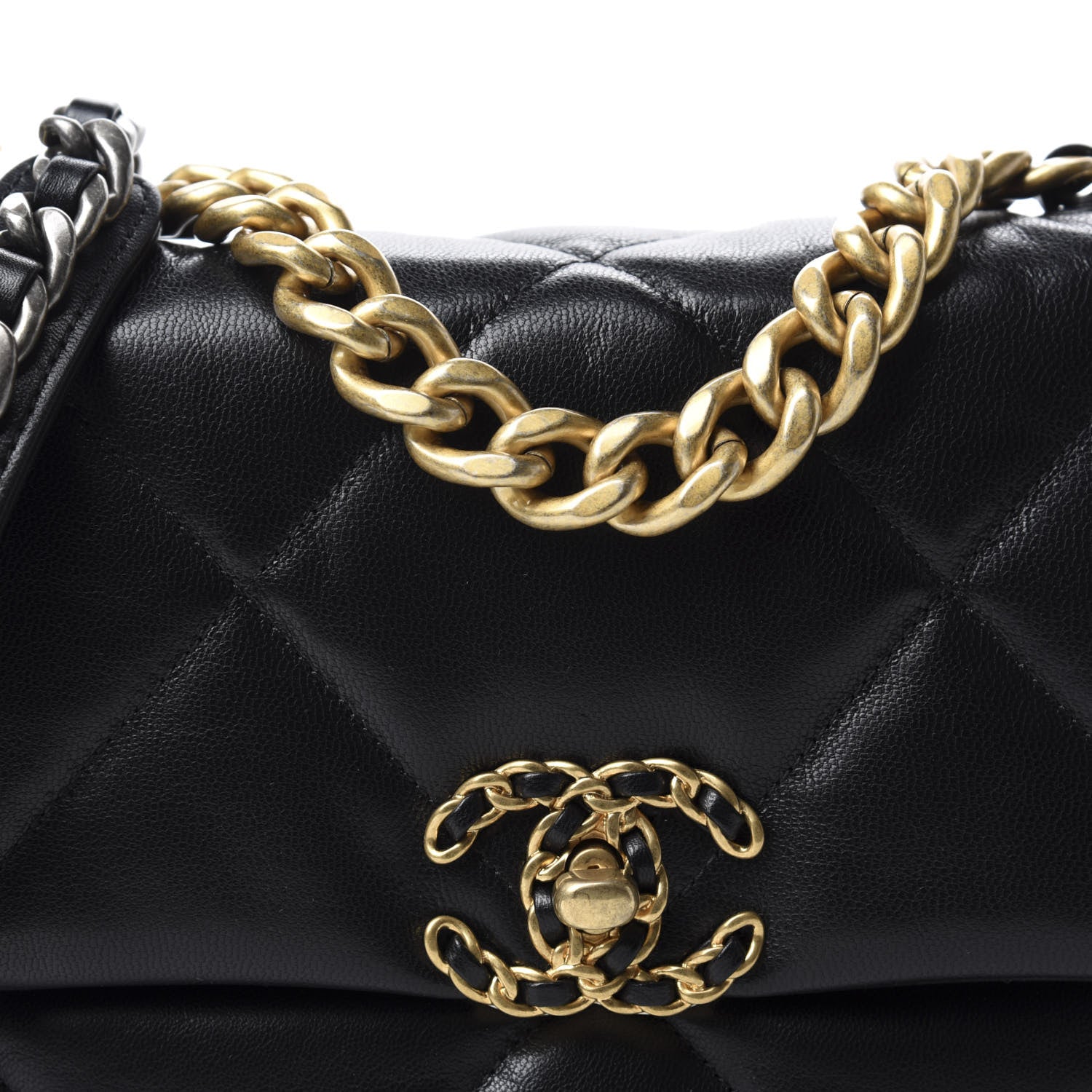 Chanel Goatskin Quilted Medium 19 Flap Black 10 of 11