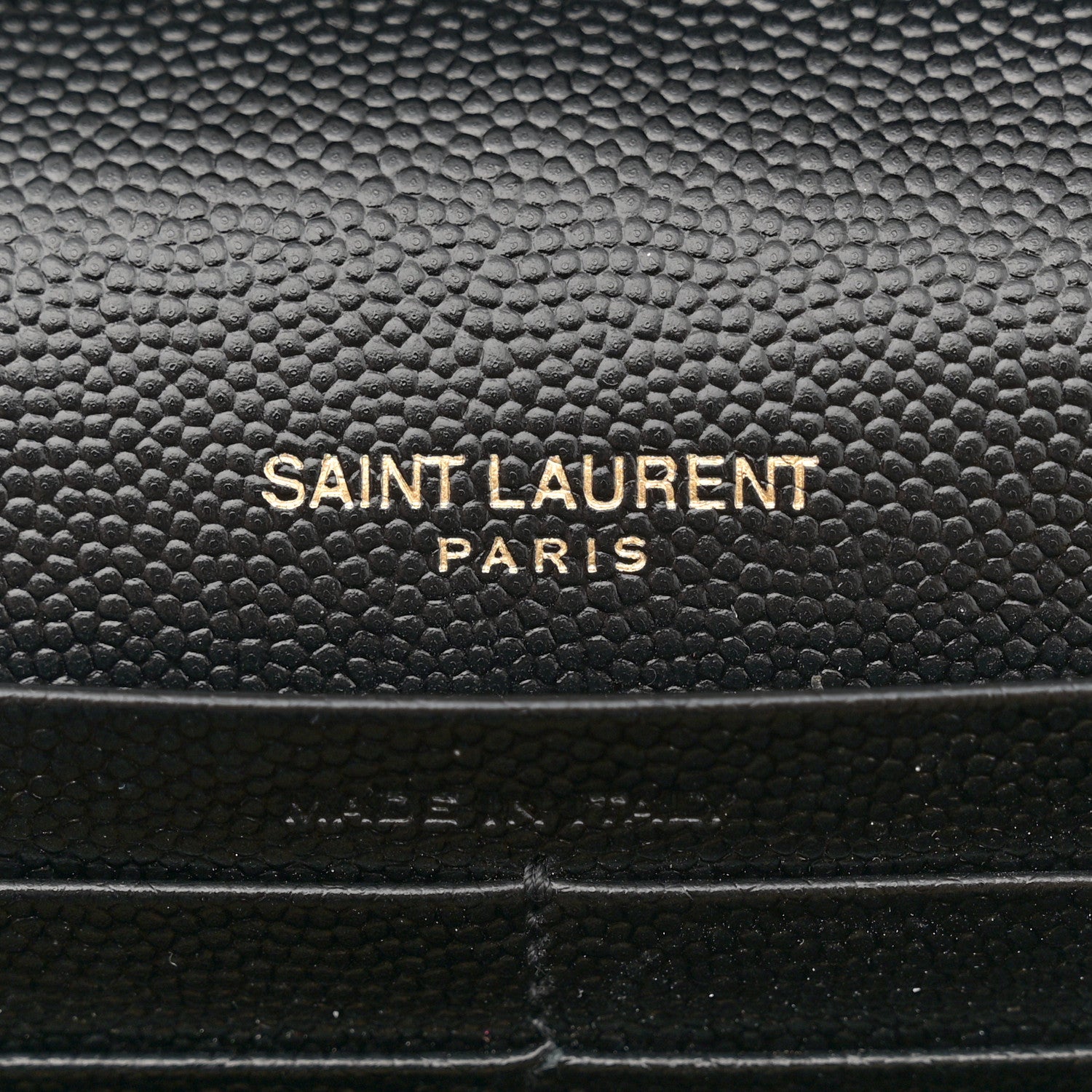 Saint Laurent Grain De Poudre Matelasse Chevron Monogram Chain Wallet Black 6 of 13