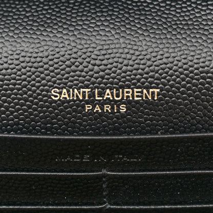 Saint Laurent Grain De Poudre Matelasse Chevron Monogram Chain Wallet Black 6 of 13
