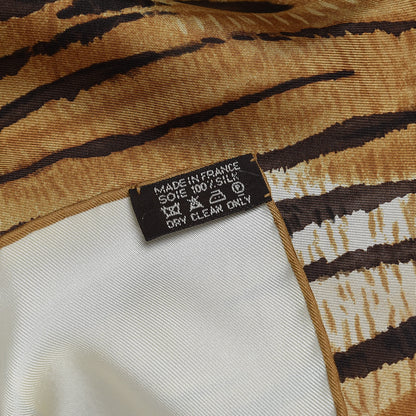 Hermes Silk Tigre du Bengale Scarf 90 Vert Camel Beige 4 of 4