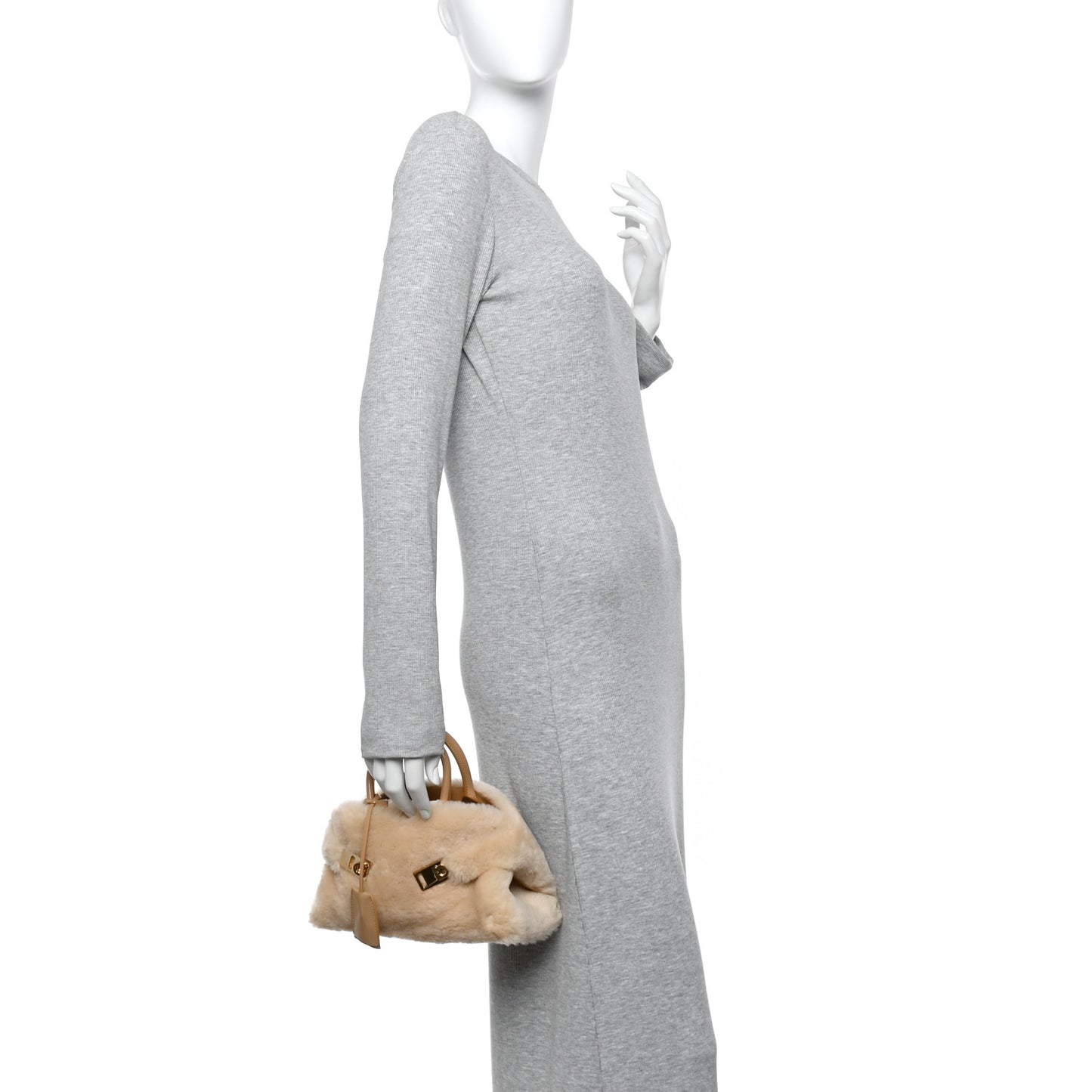 Merino Smooth Calfskin Mini Hug Bag Natural Nude