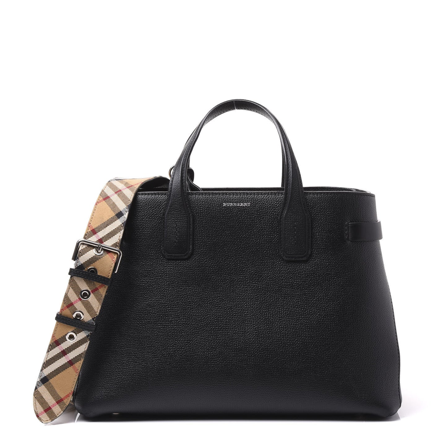 Derby Calfskin House Check Medium Banner Tote Black