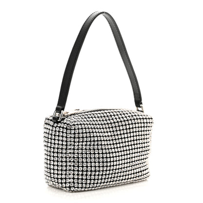 Alexander Wang Mesh Crystal Rhinestone Mini Heiress Pouch Black Silver 3 of 13