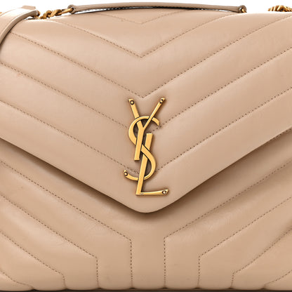 Saint Laurent Calfskin Y Quilted Monogram Medium Loulou Chain Satchel Natural Tan 8 of 12