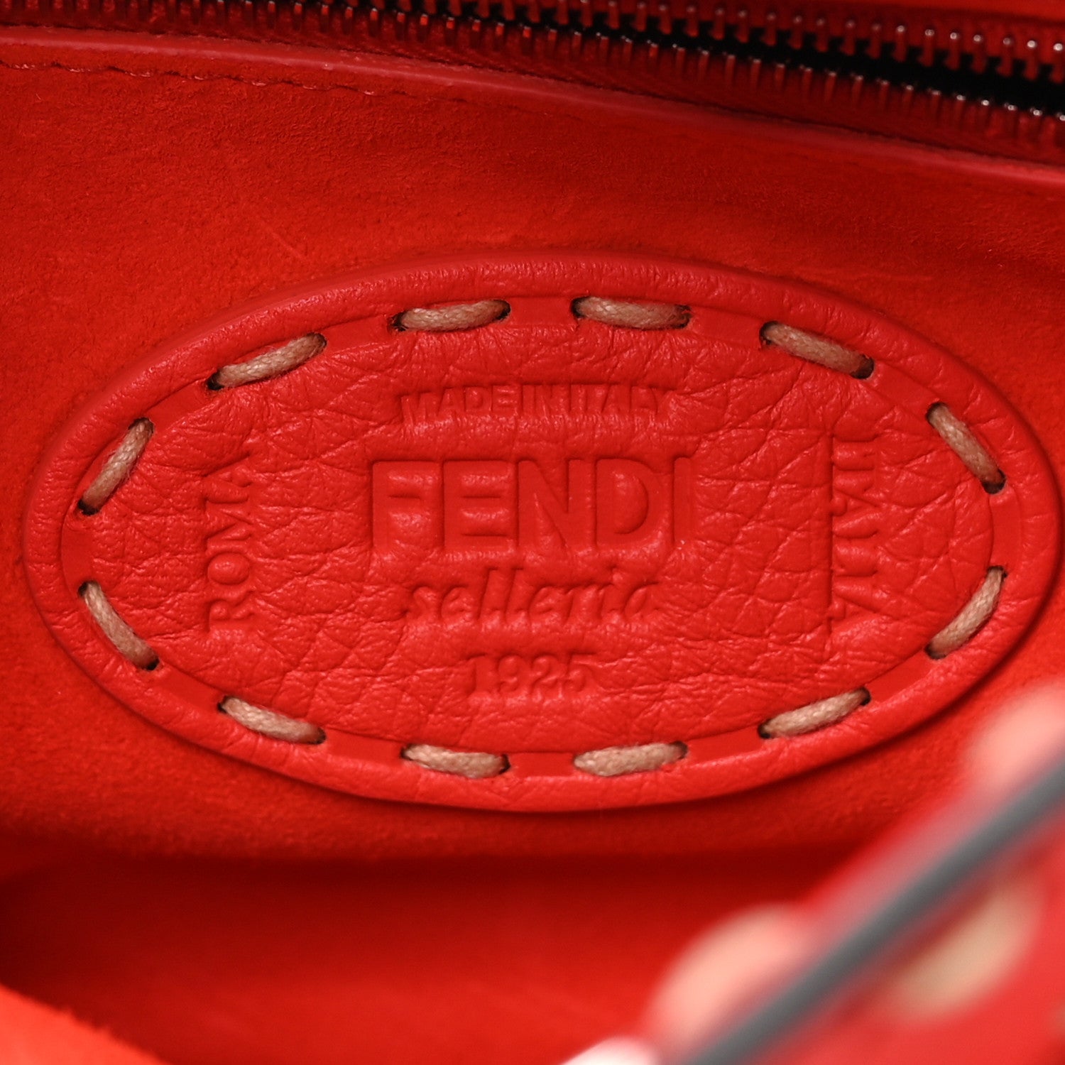 Fendi Vitello Granato Camoscio Selleria Macro Stitchings Mini Peekaboo Iconic Satchel Tullipano 7 of 10