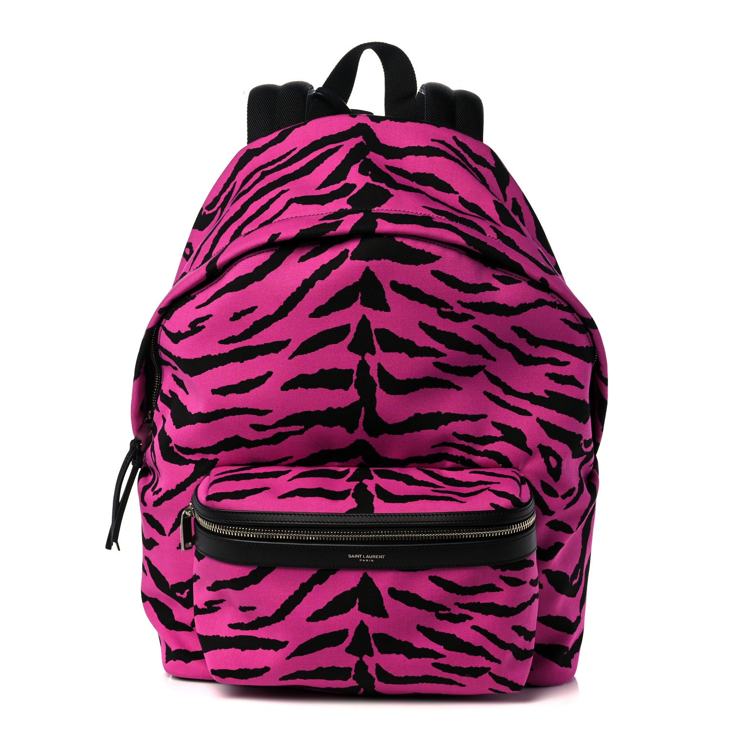 Saint Laurent Canvas Zebra Print City Backpack Pink Black 1 of 11