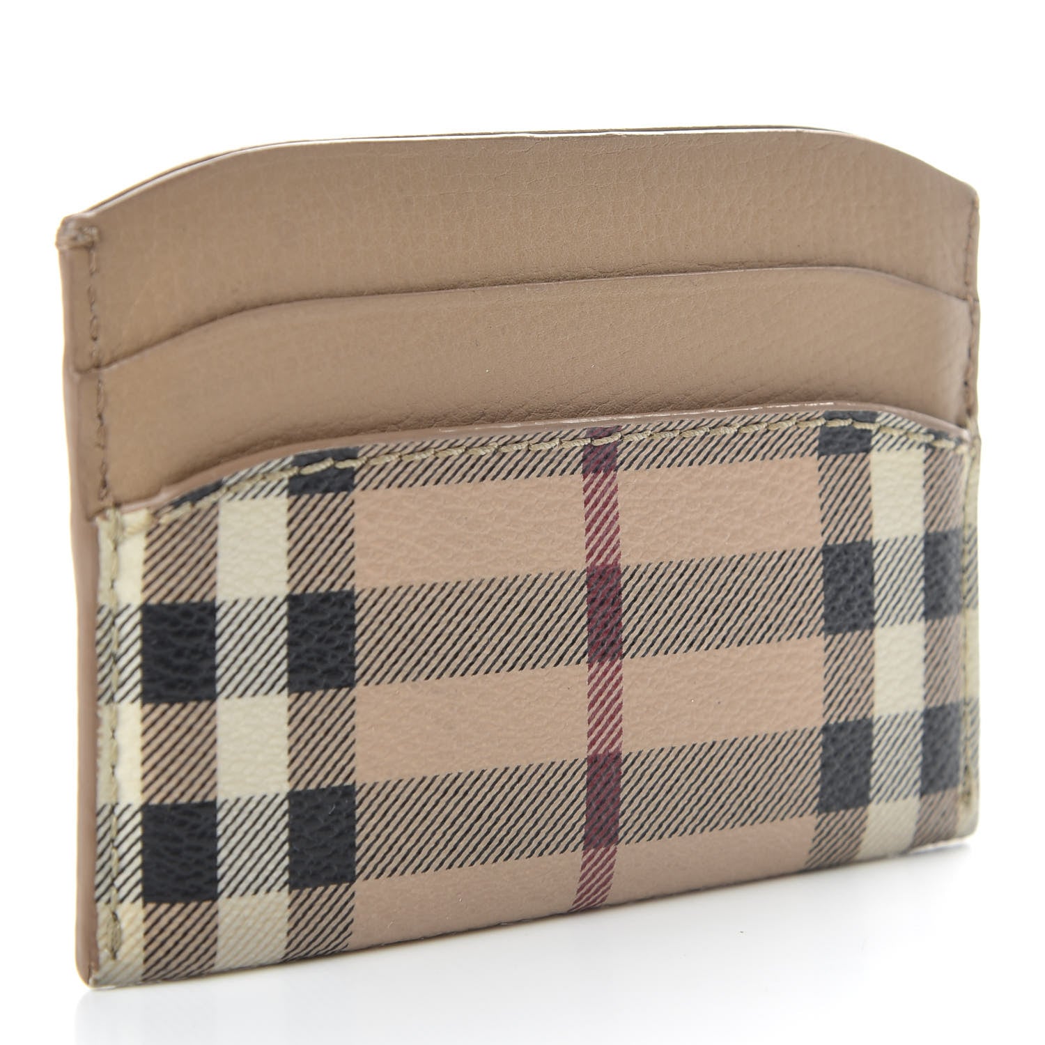 Burberry Soft Grain Calfskin Haymarket Check Izzy Card Case Beige 3 of 6