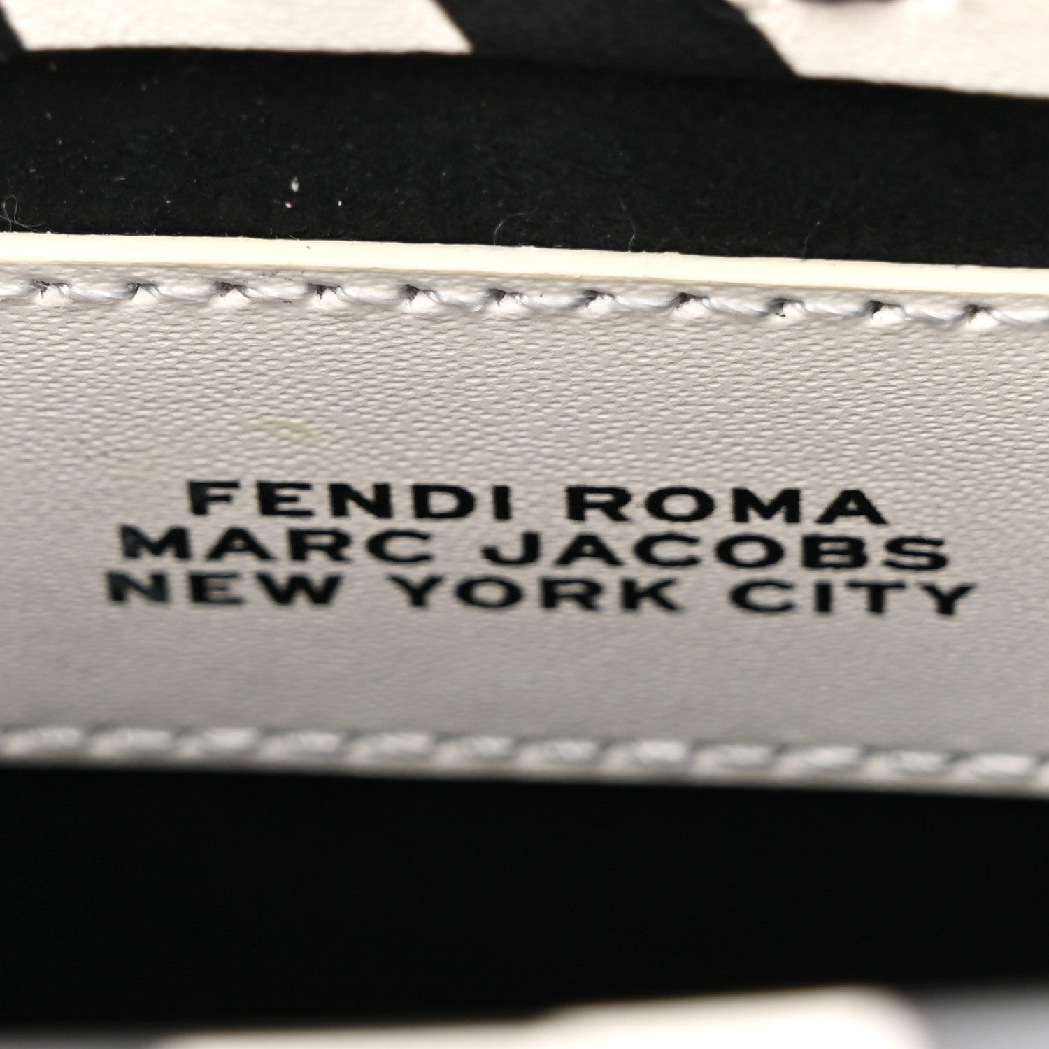 Fendi X MARC JACOBS Vitello King Plexiglass Logo Print Mini Fendi Sunshine Shopper Tote Black White 6 of 9