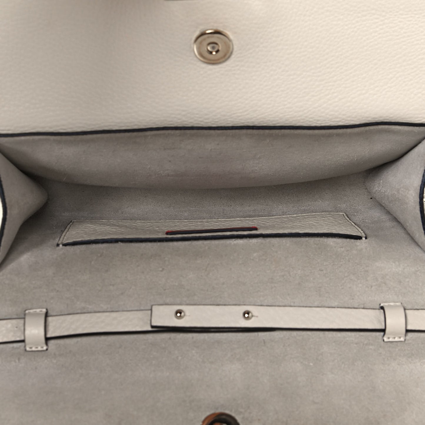 Pebbled Calfskin Rockstud Double Flap Crossbody Bag White