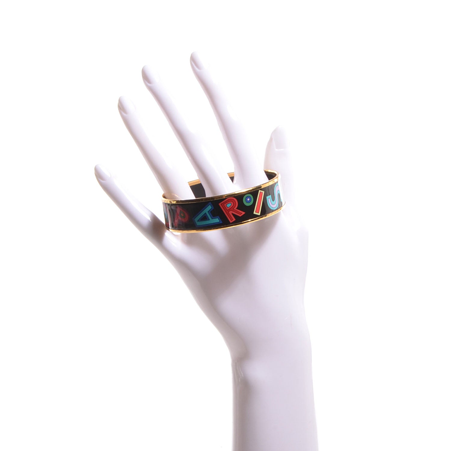 Hermes Enamel Printed Wide Tohu Bohu Bracelet Black 62 2 of 6