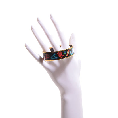 Hermes Enamel Printed Wide Tohu Bohu Bracelet Black 62 2 of 6
