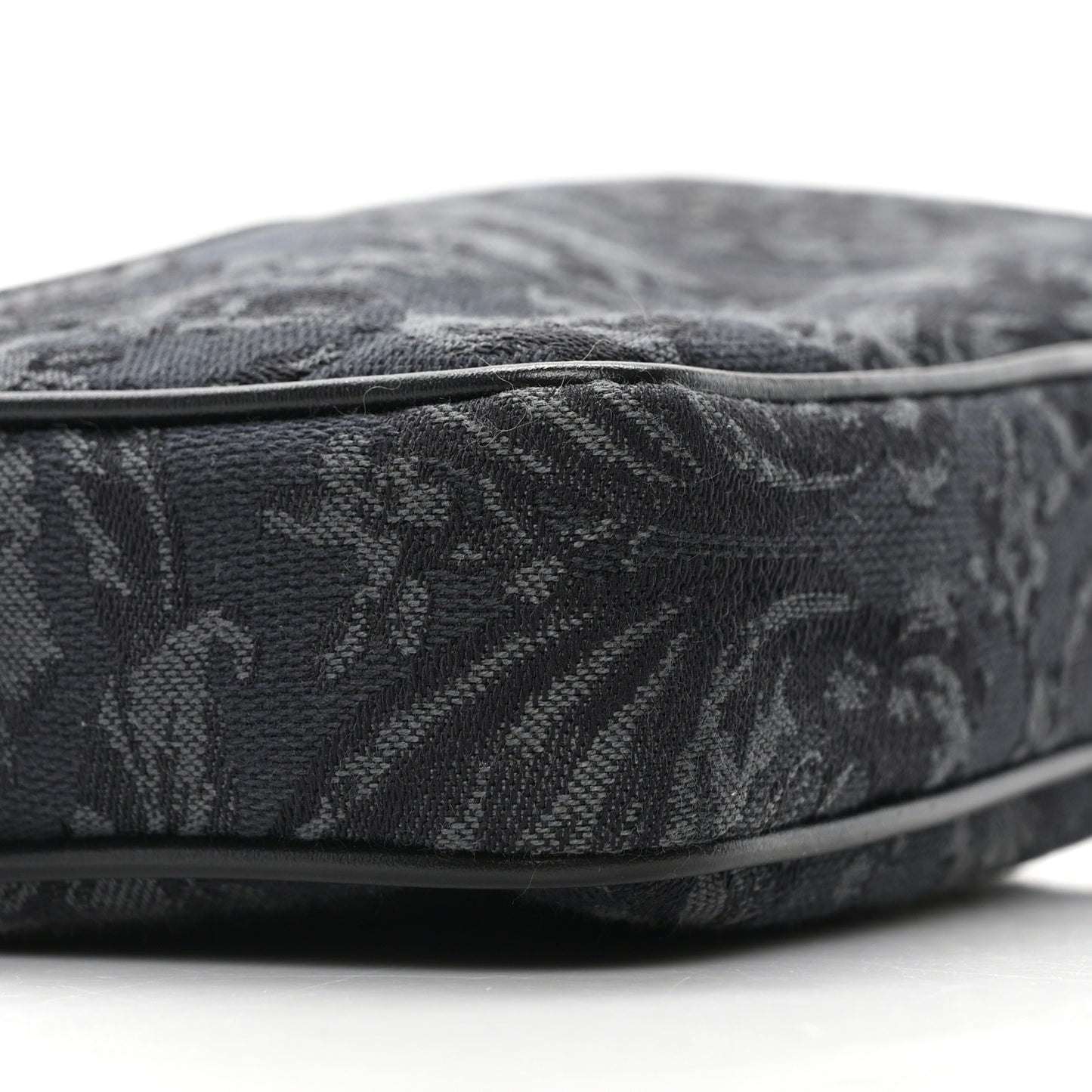 Fabric Jacquard Calfskin Barocco Wristlet Pouch Black