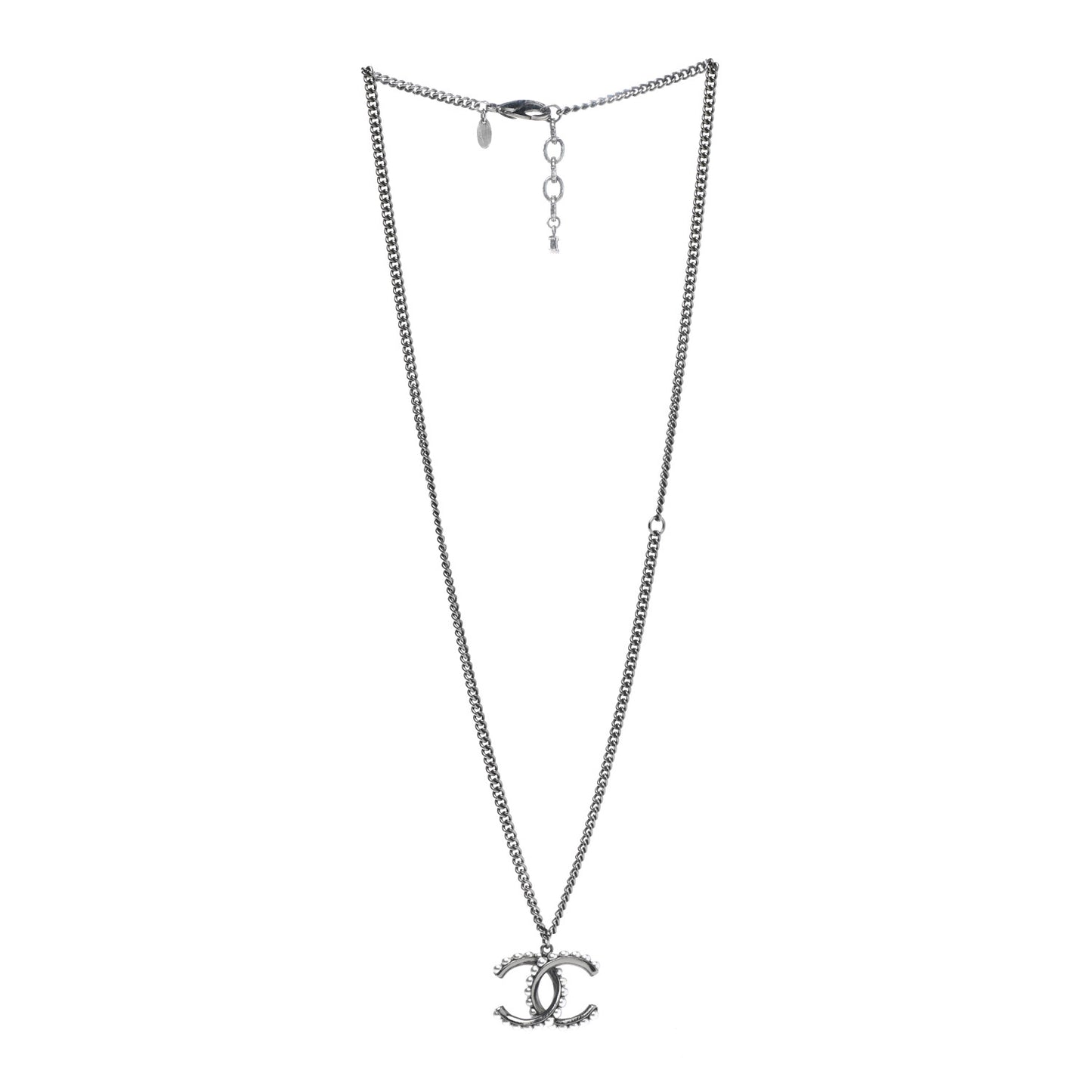 Pearl CC Pendant Necklace Silver