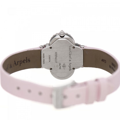 Van Cleef & Arpels 18K White Gold Satin Mother of Pearl 26mm Alhambra Quartz Watch Pink 4 of 5