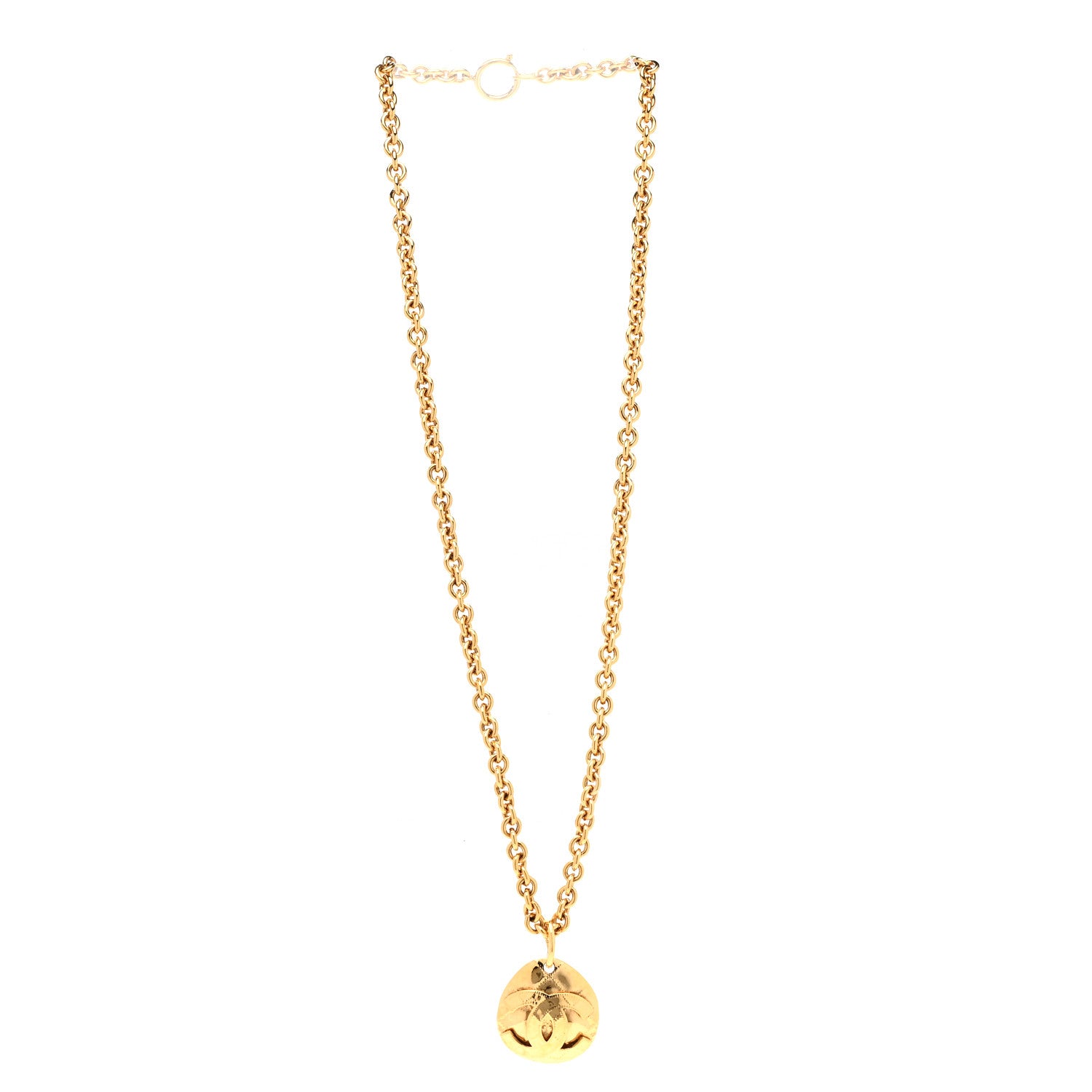 Chanel CC Pendant Necklace Gold 3 of 6