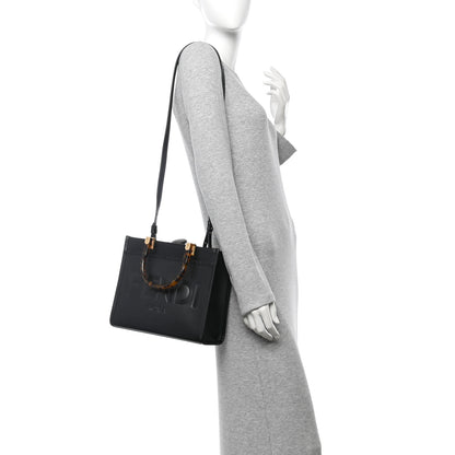 Fendi Vitello King Plexiglass Logo Embossed Small Fendi Sunshine Shopper Tote Black 2 of 9