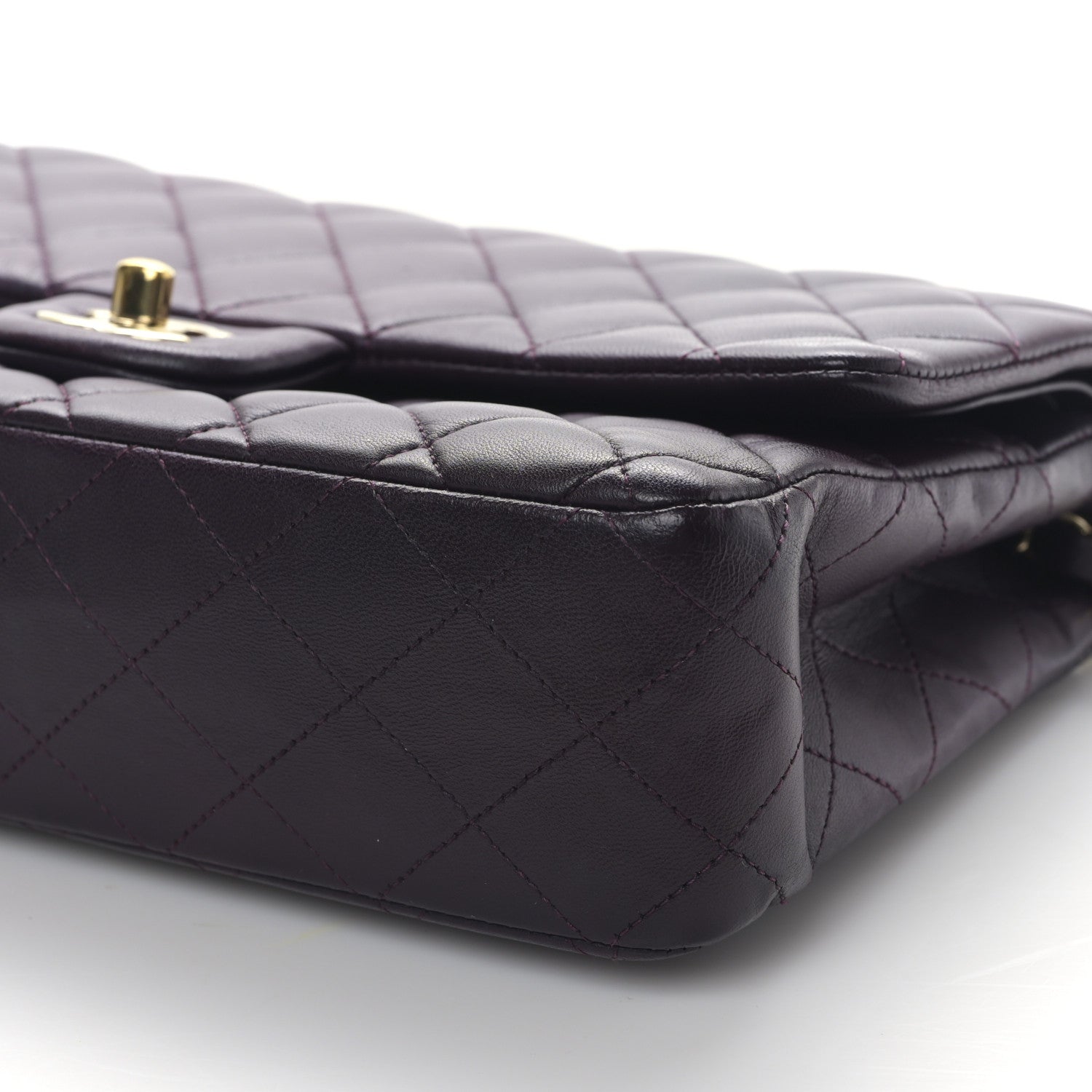 Chanel Lambskin Quilted Medium Double Flap Dark Purple 9 of 9