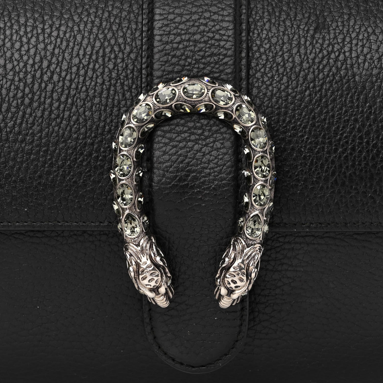 Gucci Dollar Calfskin Crystal Web Medium Dionysus Bamboo Top Handle Bag Black Black Diamond 8 of 15