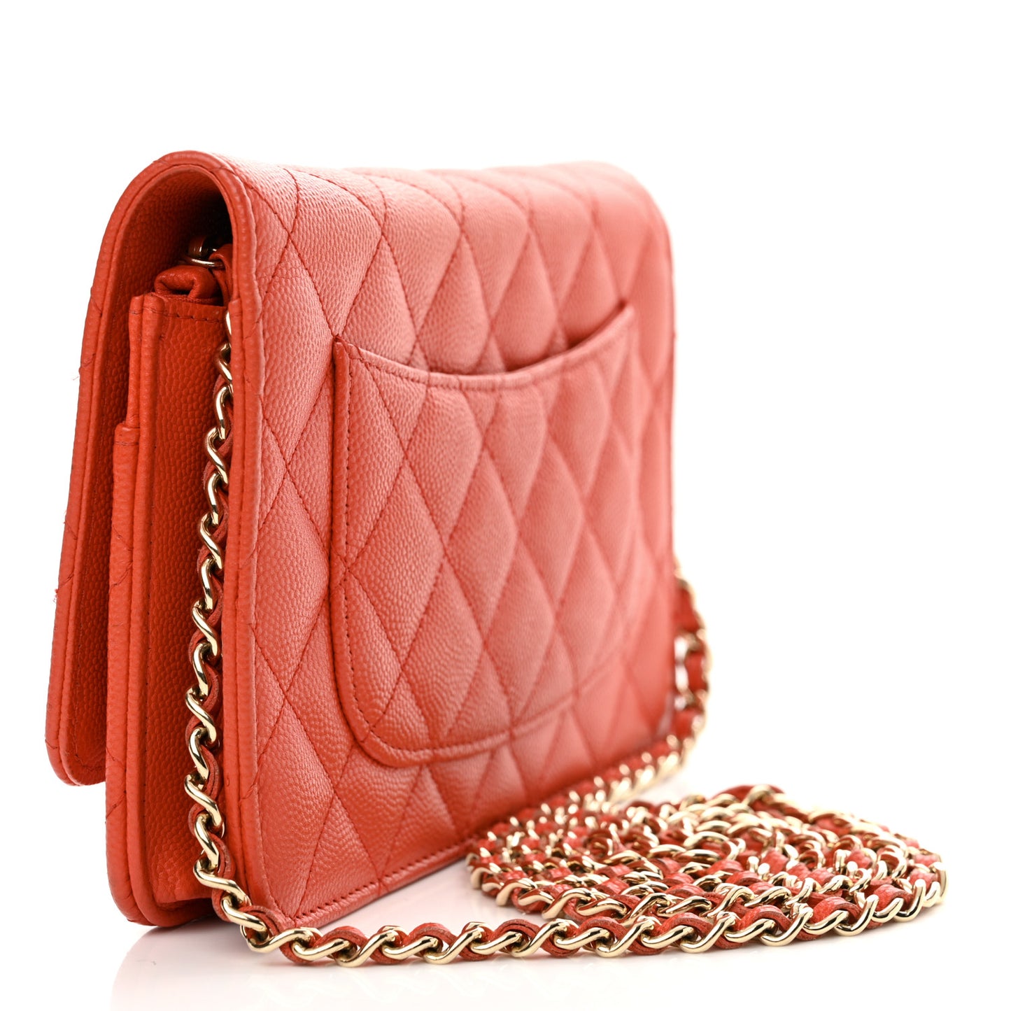 Caviar Quilted Wallet on Chain WOC Red