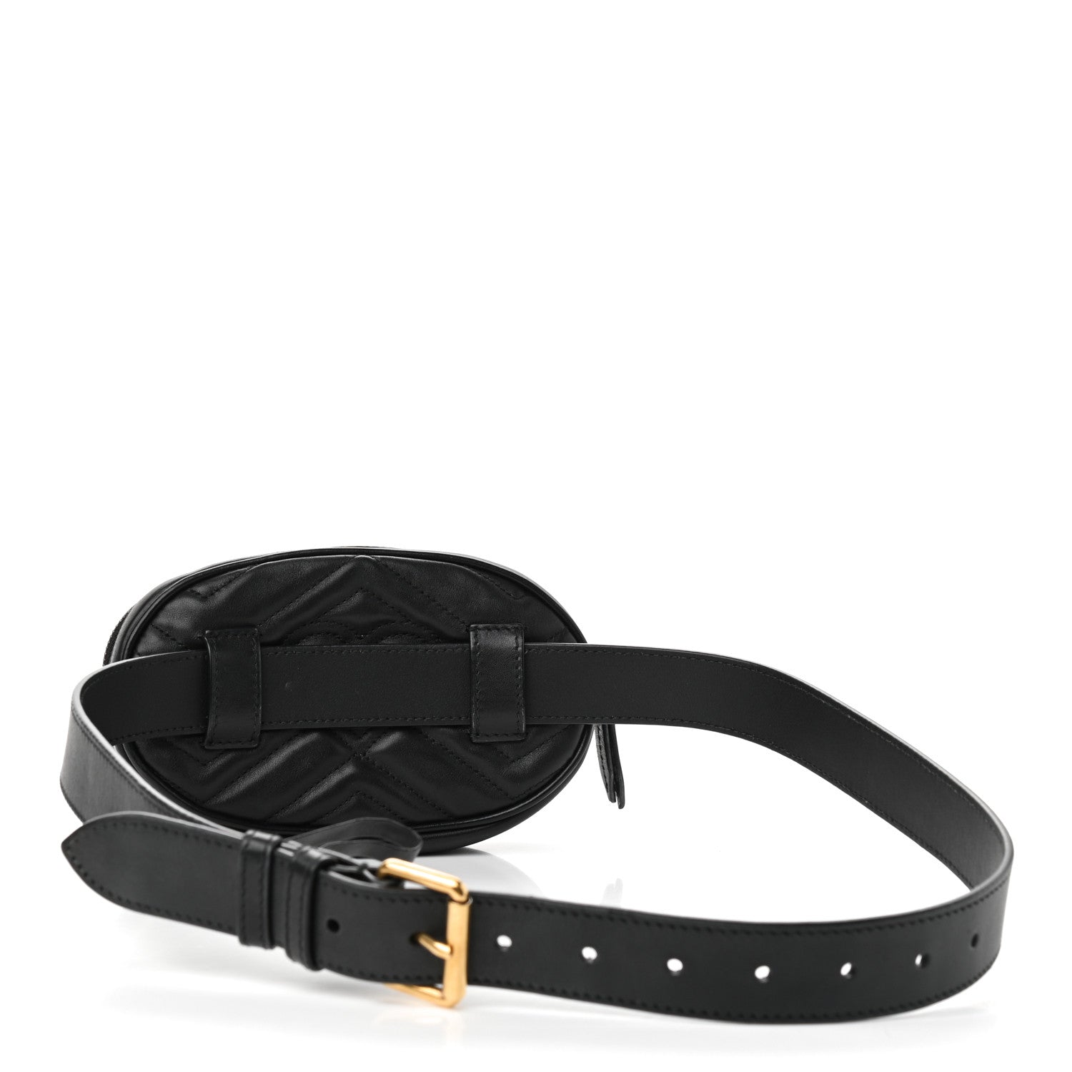 Gucci Calfskin Matelasse GG Marmont Belt Bag 85 34 Black 3 of 14