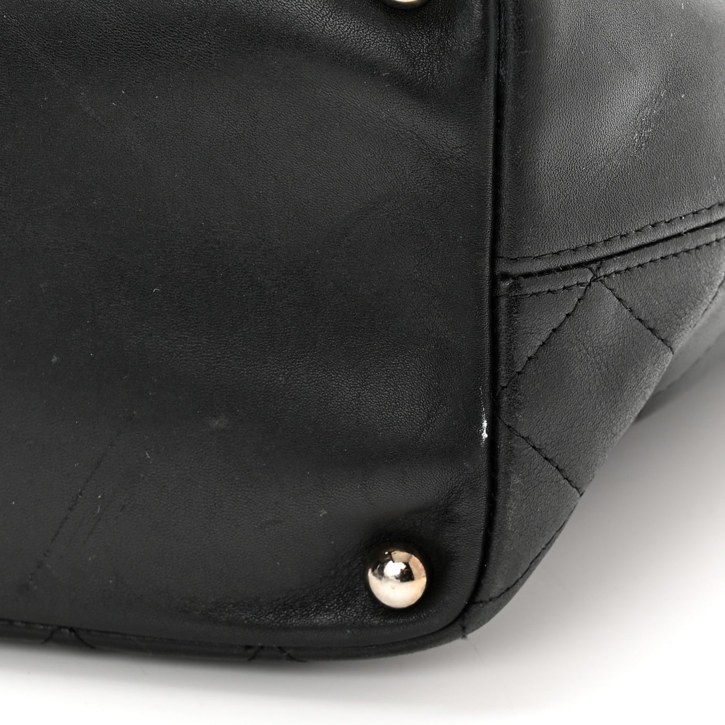 Calfskin Quilted Medium Cambon Tote Black White