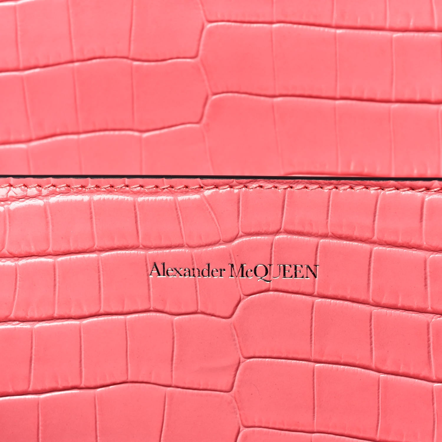 Alexander McQueen Calfskin Crocodile Embossed Knuckle Shoulder Bag Coral 6 of 9