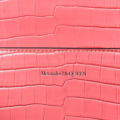 Alexander McQueen Calfskin Crocodile Embossed Knuckle Shoulder Bag Coral 6 of 9