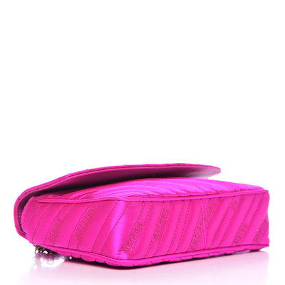 Balenciaga Satin Jacquard Logo Matelasse BB Chain Wallet Fuchsia 4 of 9