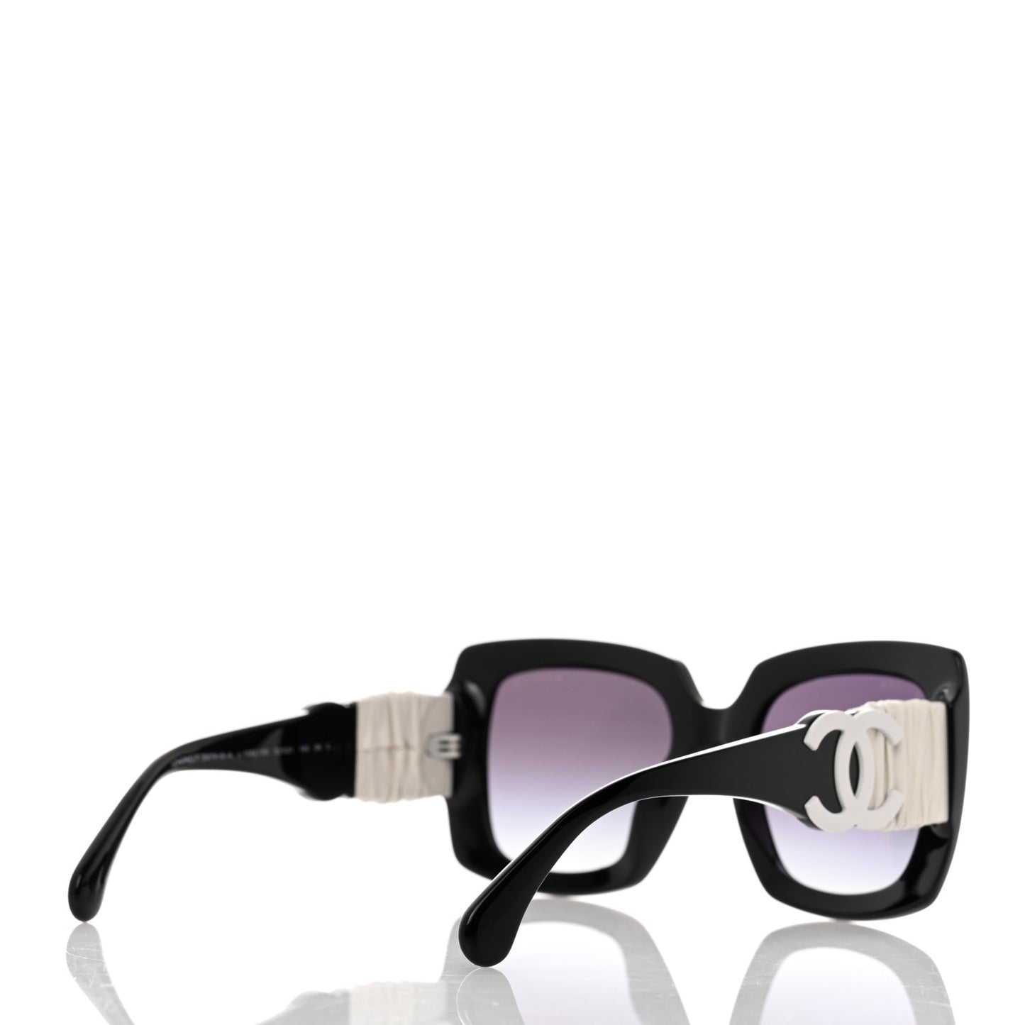 Acetate Calfskin Square Sunglasses 5474-Q-A Black White