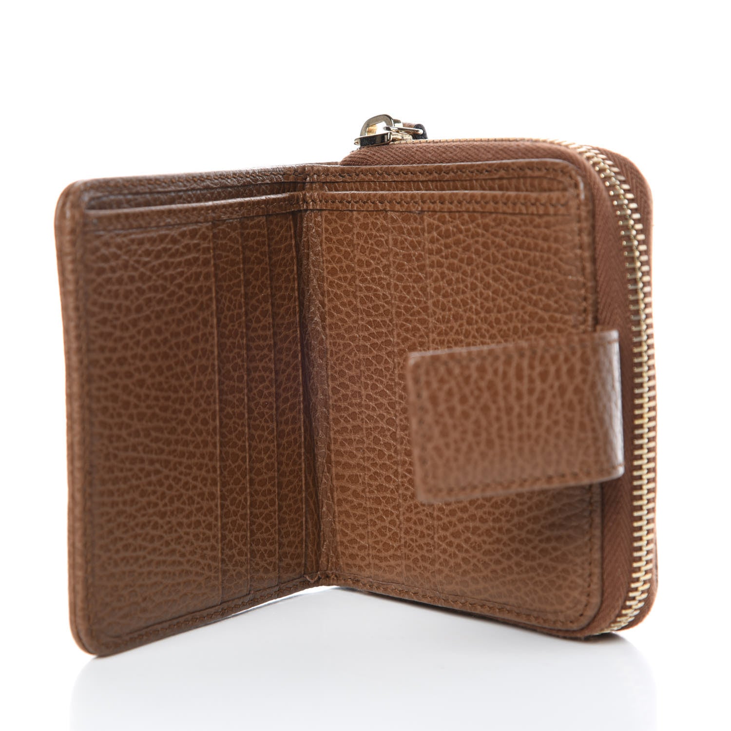 Gucci Monogram Dollar Calfskin Zip Around French Wallet Beige Ebony Tabacco 5 of 8