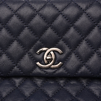 Chanel Caviar Quilted Medium Coco Handle Flap Navy Blue 7 of 9