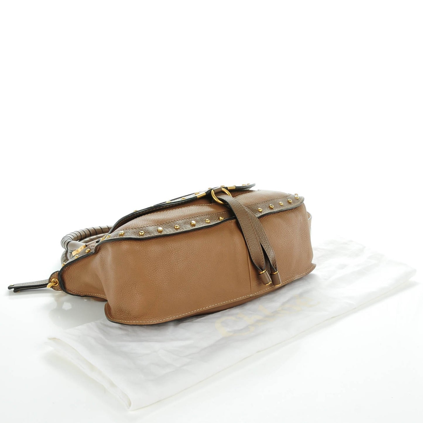 Calfskin Studded Medium Marcie Satchel Nut