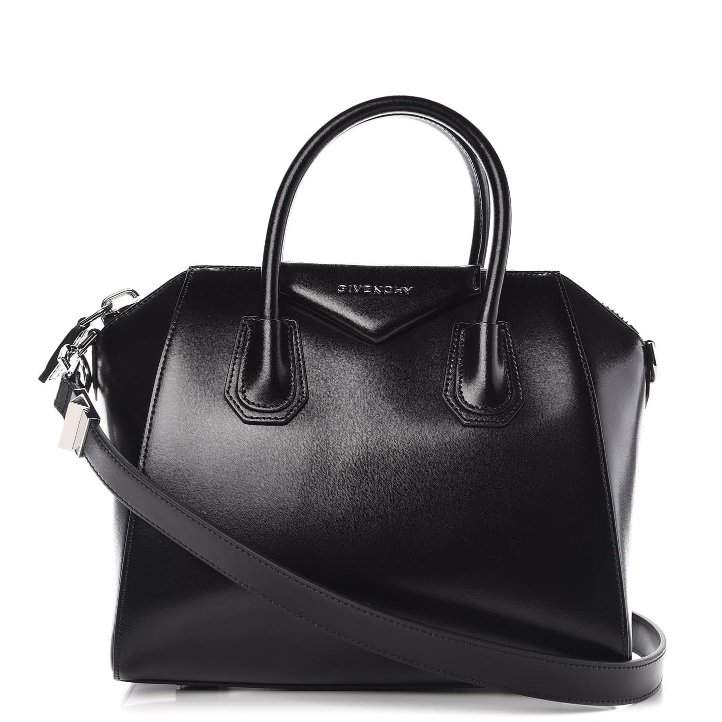 Shiny Lord Calfskin Small Antigona Black
