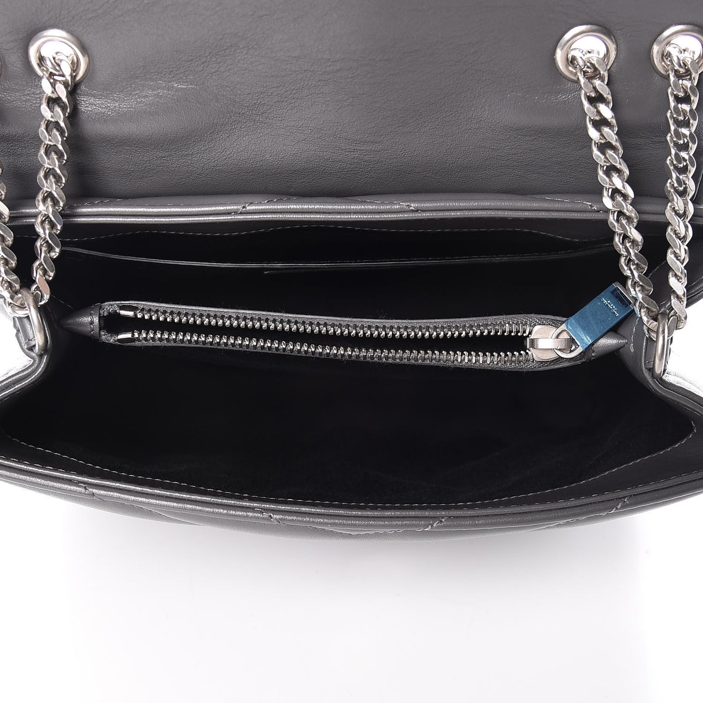 Calfskin Y Quilted Monogram Small Loulou Chain Satchel Asphalt